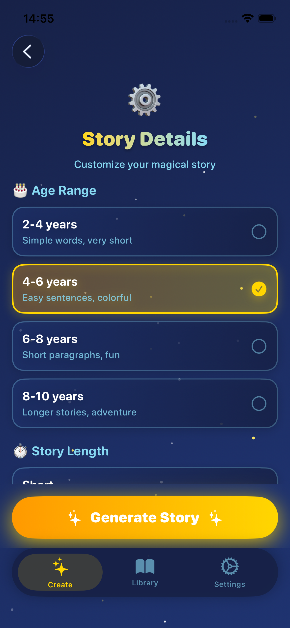 Story details screen