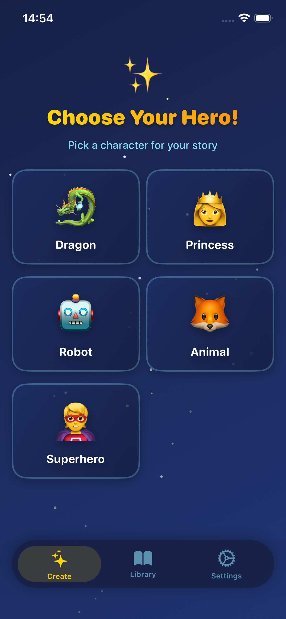 Choose your hero screen